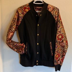 Kuccia bomber jacket in embroidered gold floral